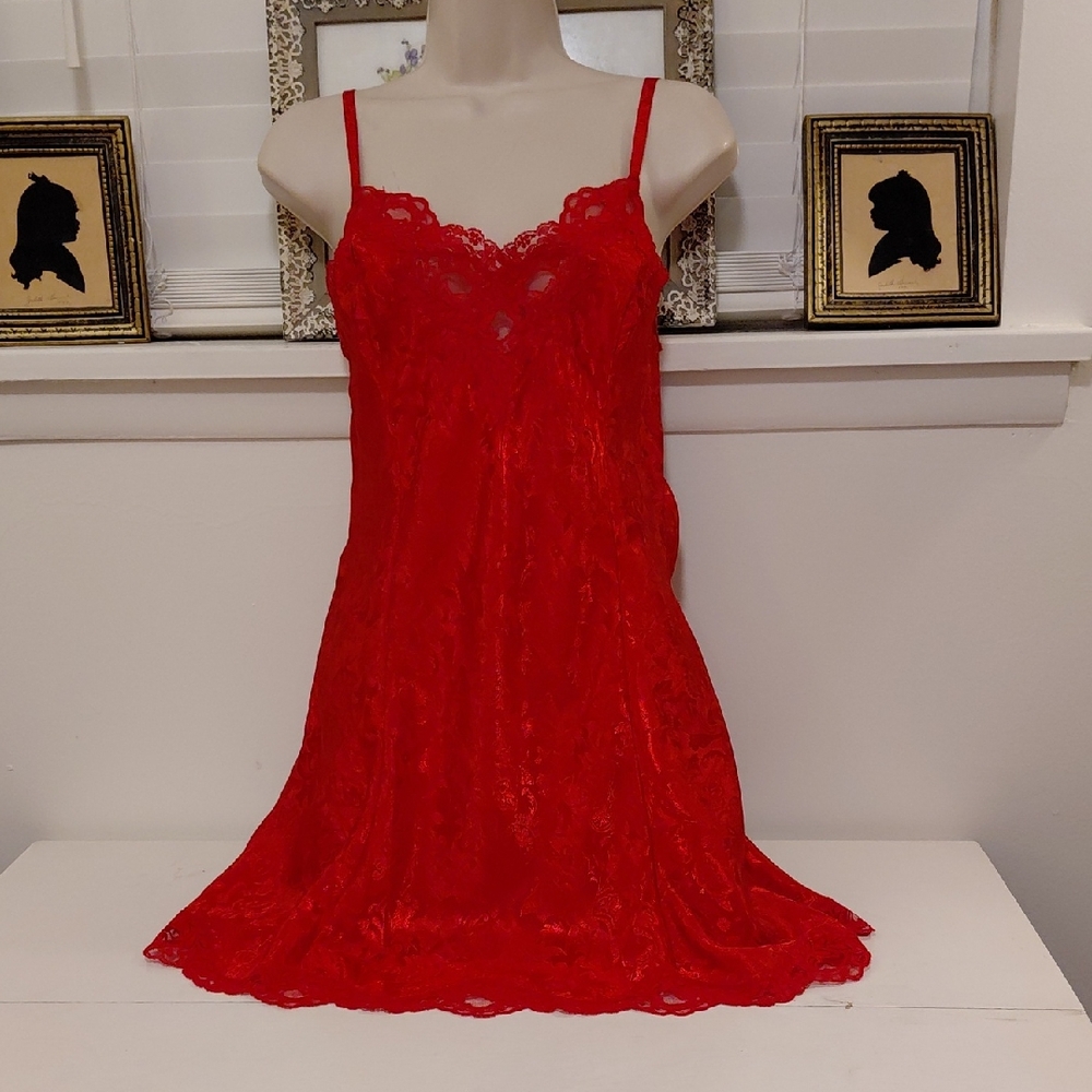 Victoria's Secret Vintage 80s Gold Label Red Chemise